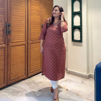 Kriti Handcrafted Kurtas - Rust Rose