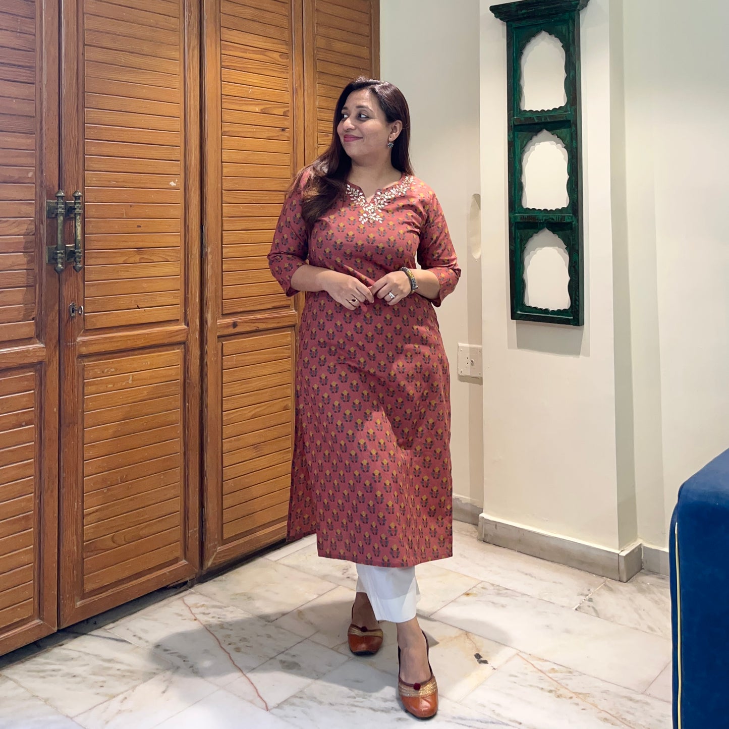 Kriti Handcrafted Kurtas - Rust Rose