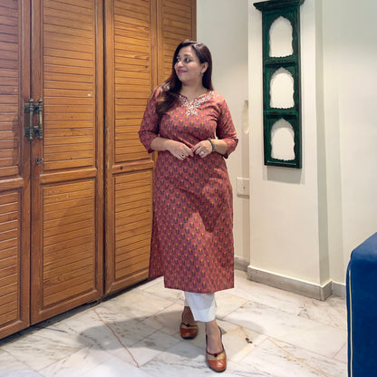 Kriti Handcrafted Kurtas - Rust Rose