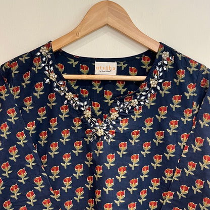 Kriti Handcrafted Kurtas - Midnight Blue