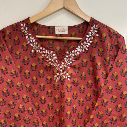 Kriti Handcrafted Kurtas - Rust Rose