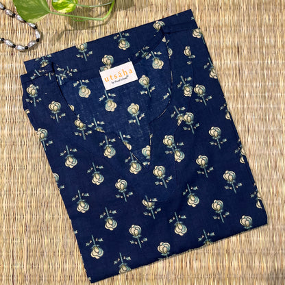 Rozana 2.0 Pure Cotton Kurta_Navy Blue