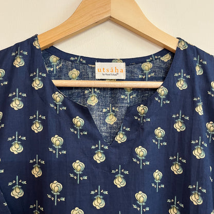 Rozana 2.0 Pure Cotton Kurta_Navy Blue