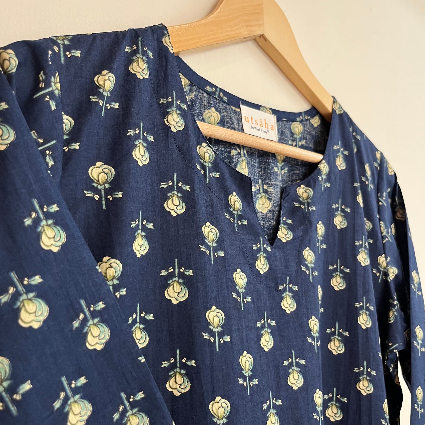 Rozana 2.0 Pure Cotton Kurta_Navy Blue