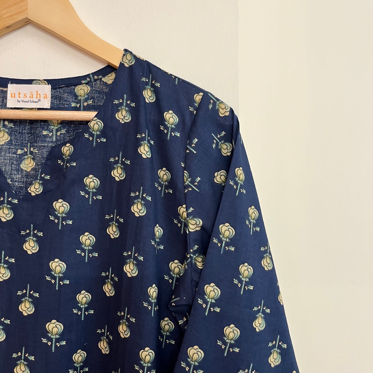 Rozana 2.0 Pure Cotton Kurta_Navy Blue
