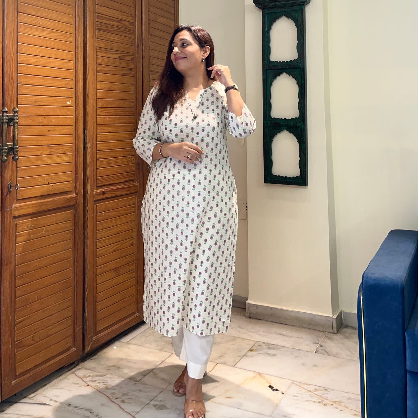 Rozana 2.0 Pure Cotton Kurta_Ivory