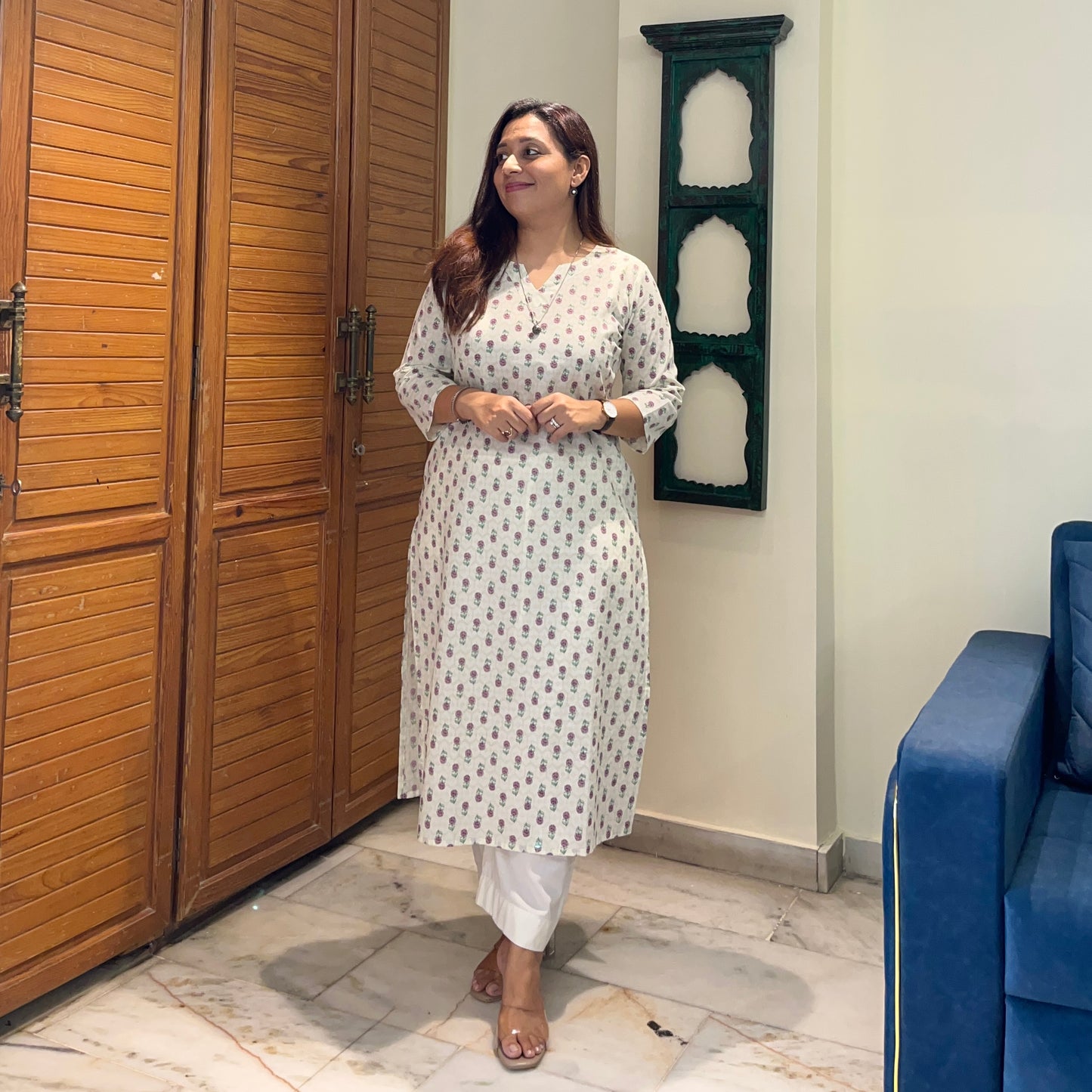 Rozana 2.0 Pure Cotton Kurta_Ivory