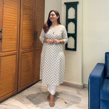 Rozana 2.0 Pure Cotton Kurta_Ivory