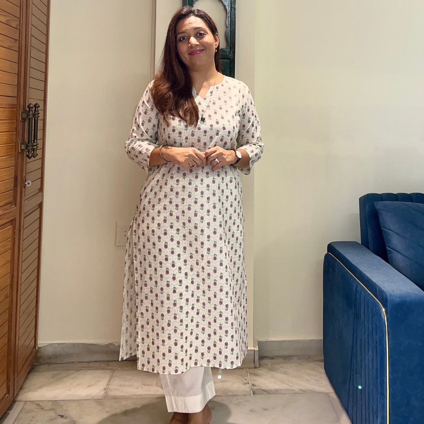 Rozana 2.0 Pure Cotton Kurta_Ivory