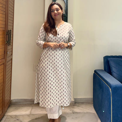 Rozana 2.0 Pure Cotton Kurta_Ivory