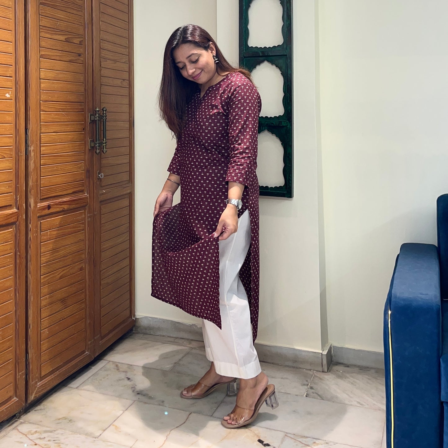 Rozana 2.0 Pure Cotton Kurta_Magenta