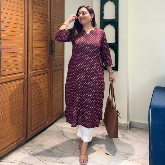 Rozana 2.0 Pure Cotton Kurta_Magenta