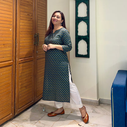 Rozana 2.0 Pure Cotton Kurta_Green