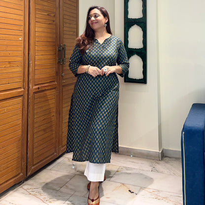 Rozana 2.0 Pure Cotton Kurta_Green