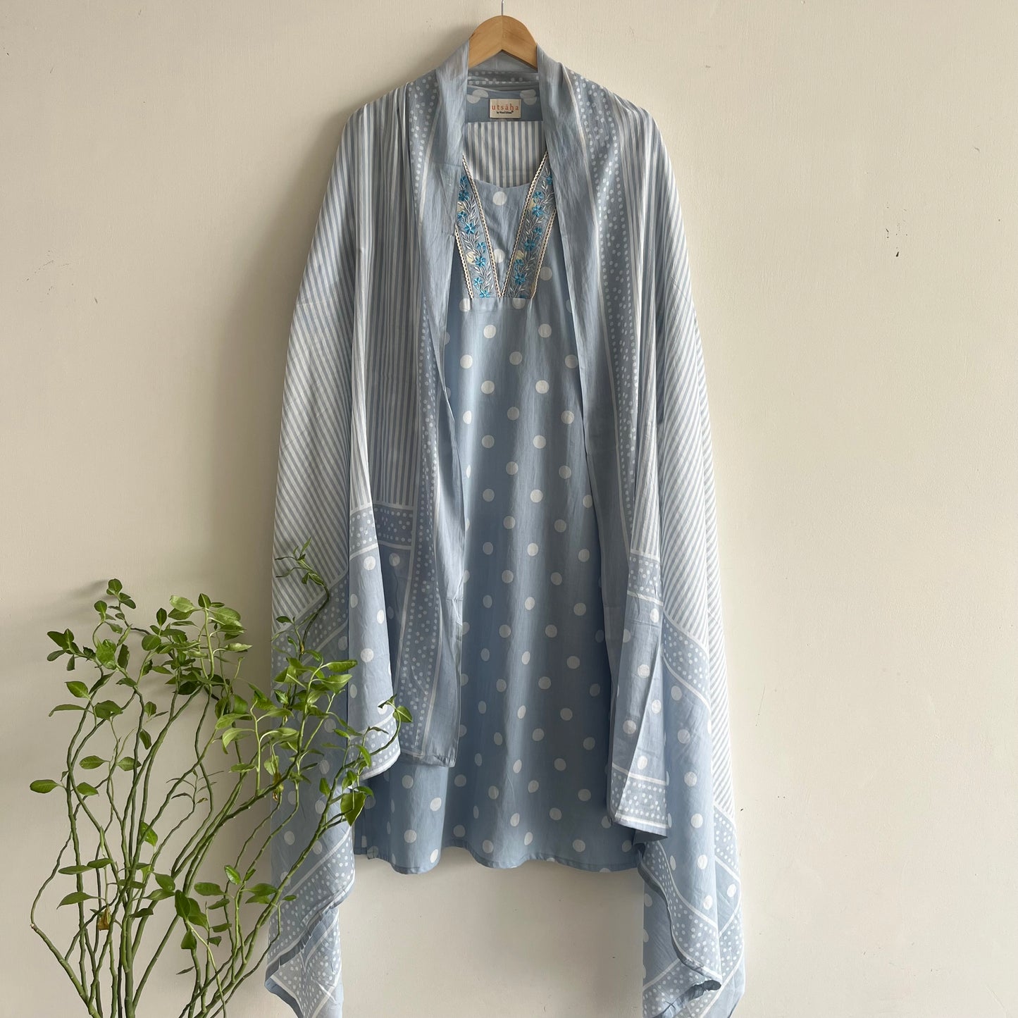 Kaya Mulmul Cotton Kurta Set_Blue (set of 3pcs.)