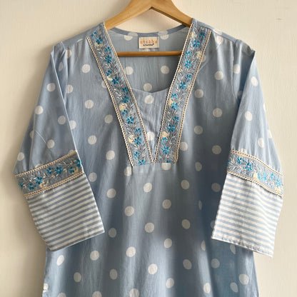 Kaya Mulmul Cotton Kurta Set_Blue (set of 3pcs.)