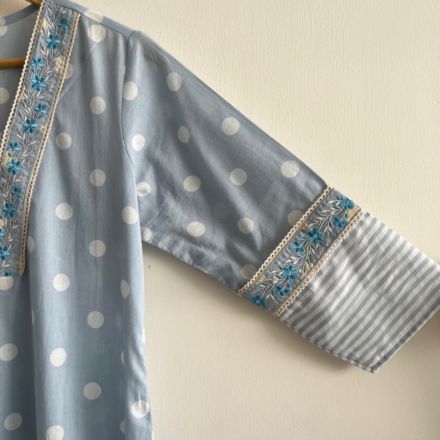 Kaya Mulmul Cotton Kurta Set_Blue (set of 3pcs.)