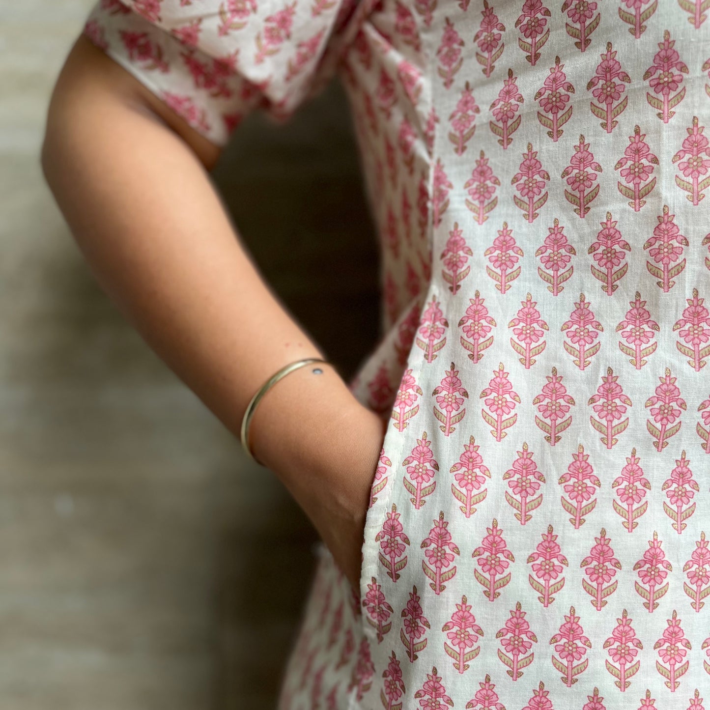 Myra Everyday Pure Cotton Kurta - Floral Pink