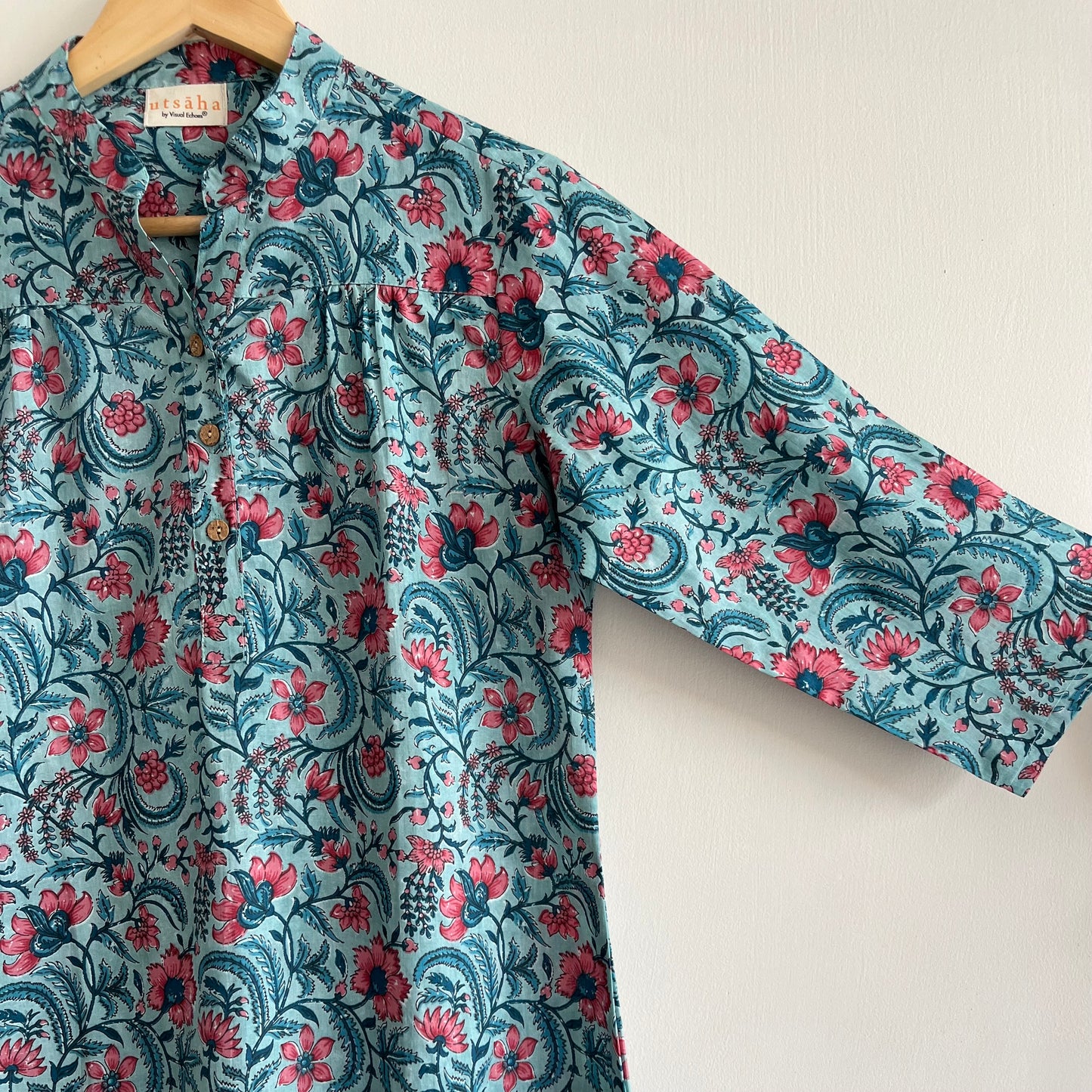 Navya Pure Cotton Top - Blue Floral