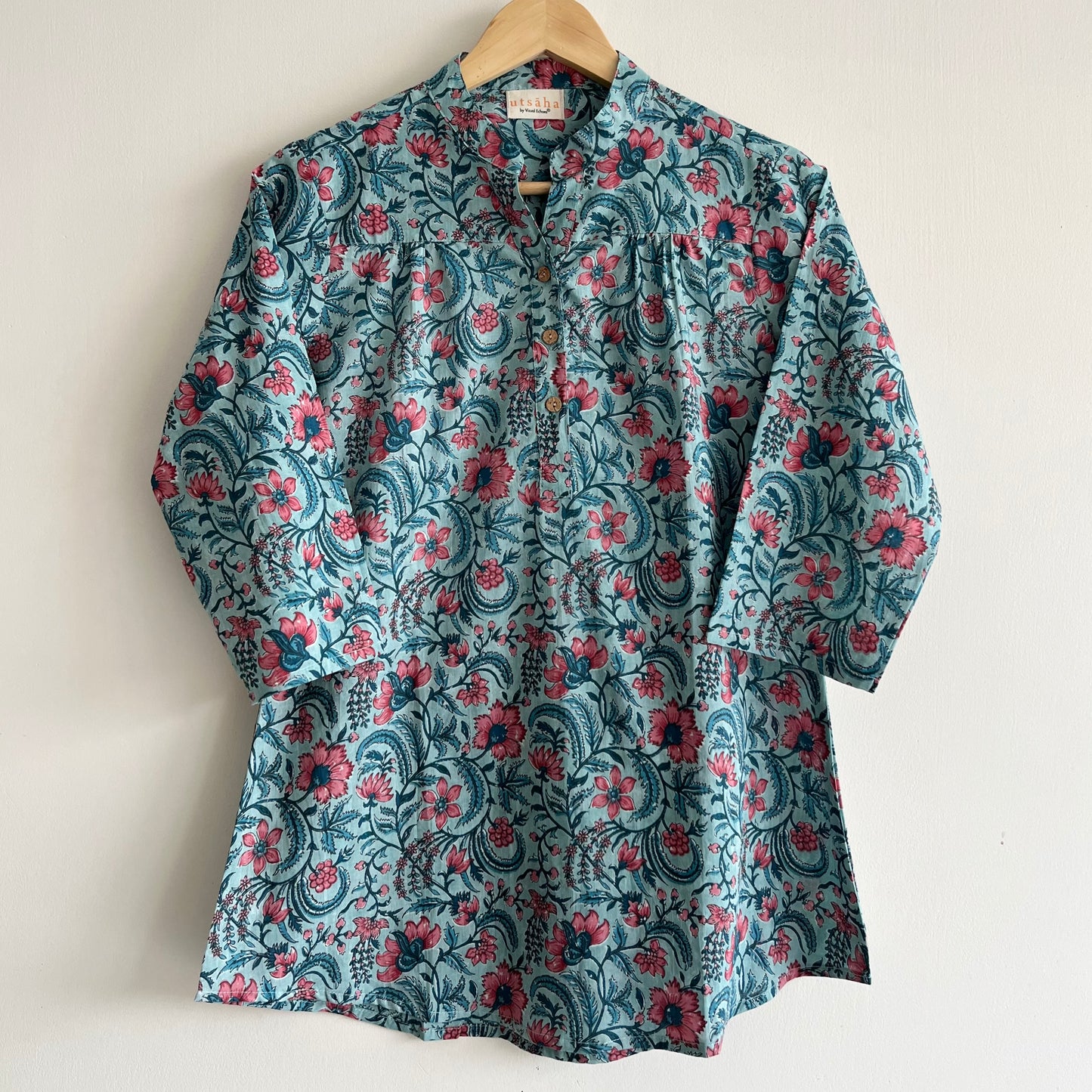 Navya Pure Cotton Top - Blue Floral