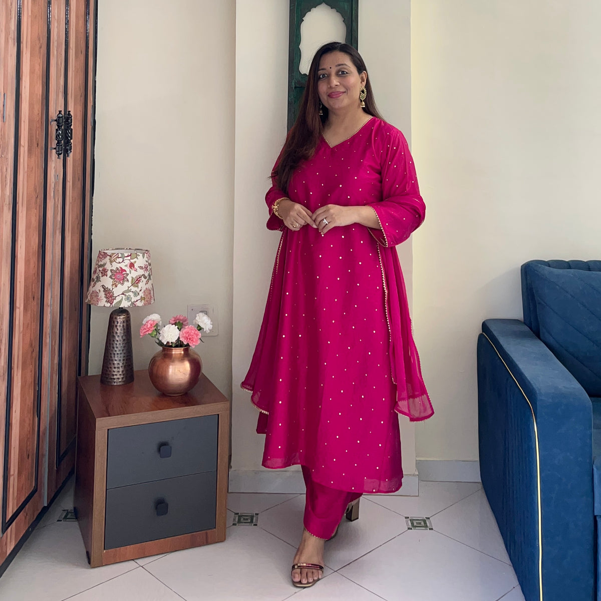 Rangrez Festive Edit - Rani Pink (Kurta, Pant & Dupatta)