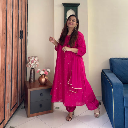 Rangrez Festive Edit - Rani Pink (Kurta, Pant & Dupatta)