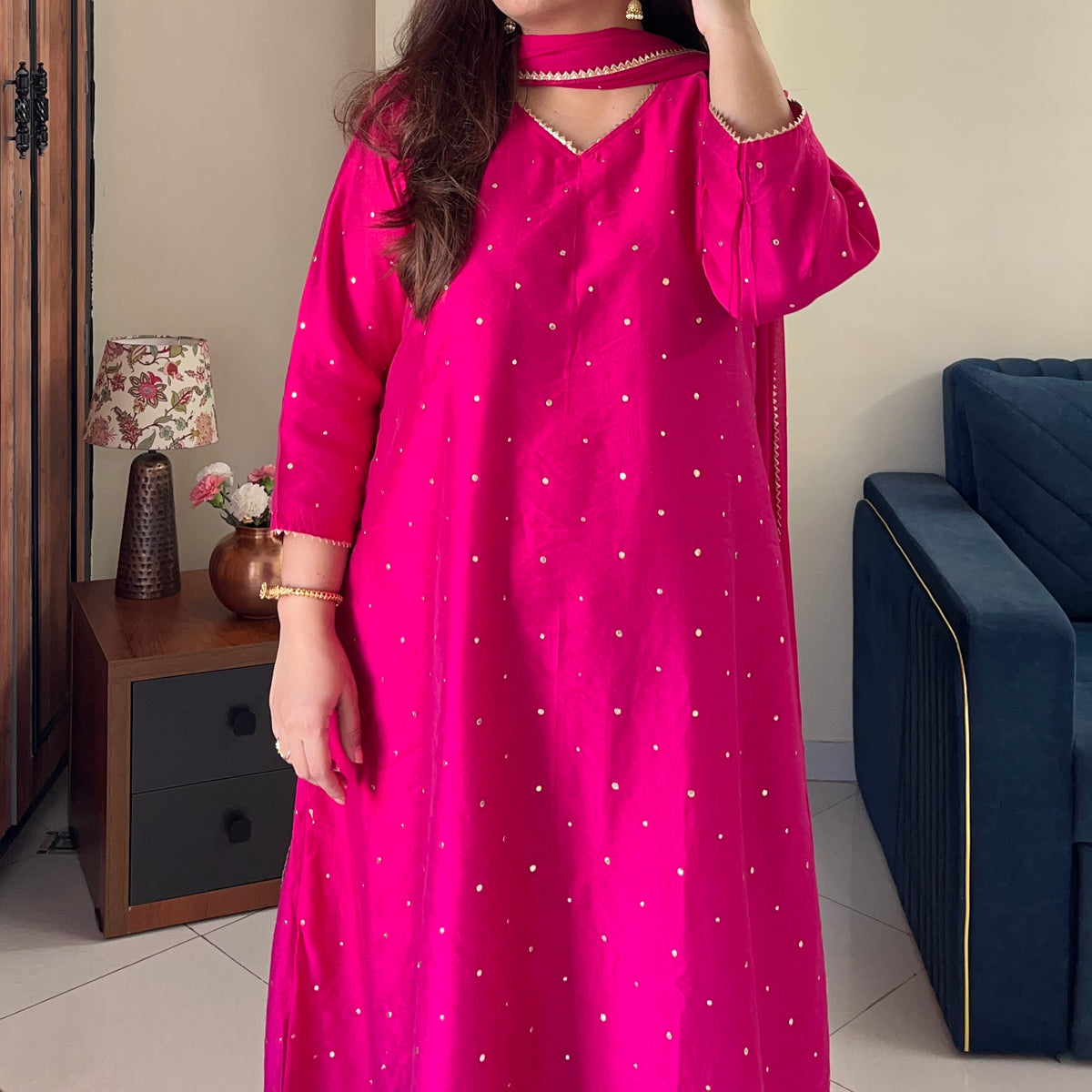 Rangrez Festive Edit - Rani Pink (Kurta, Pant & Dupatta)