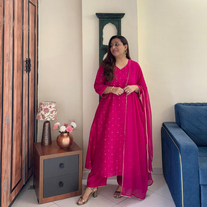 Rangrez Festive Edit - Rani Pink (Kurta, Pant & Dupatta)