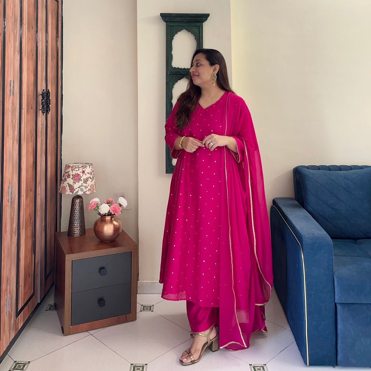 Rangrez Festive Edit - Rani Pink (Kurta, Pant & Dupatta)