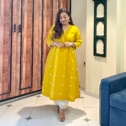 Reet Soft Handloom Kurta - Mustard Yellow