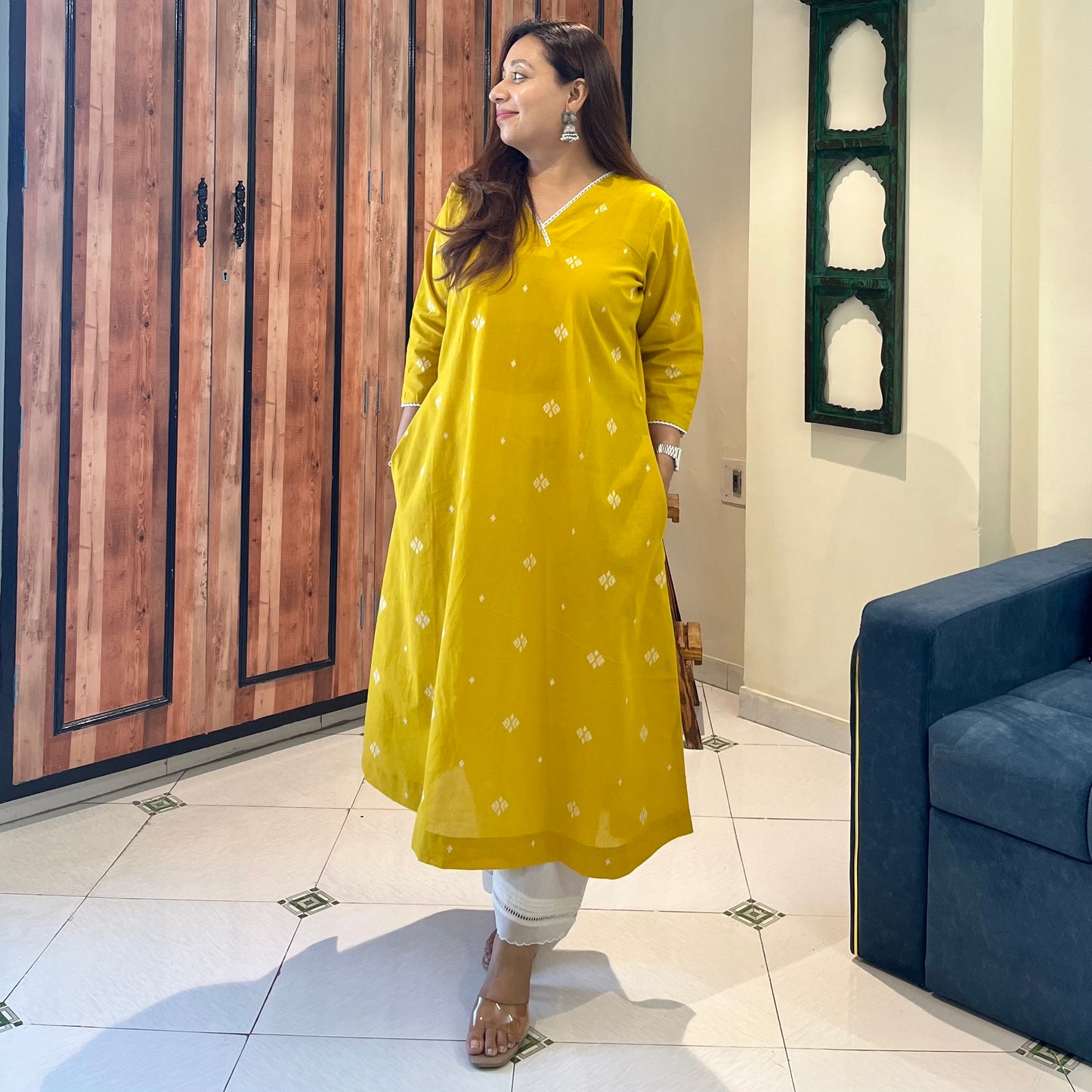 Reet Soft Handloom Kurta - Mustard Yellow