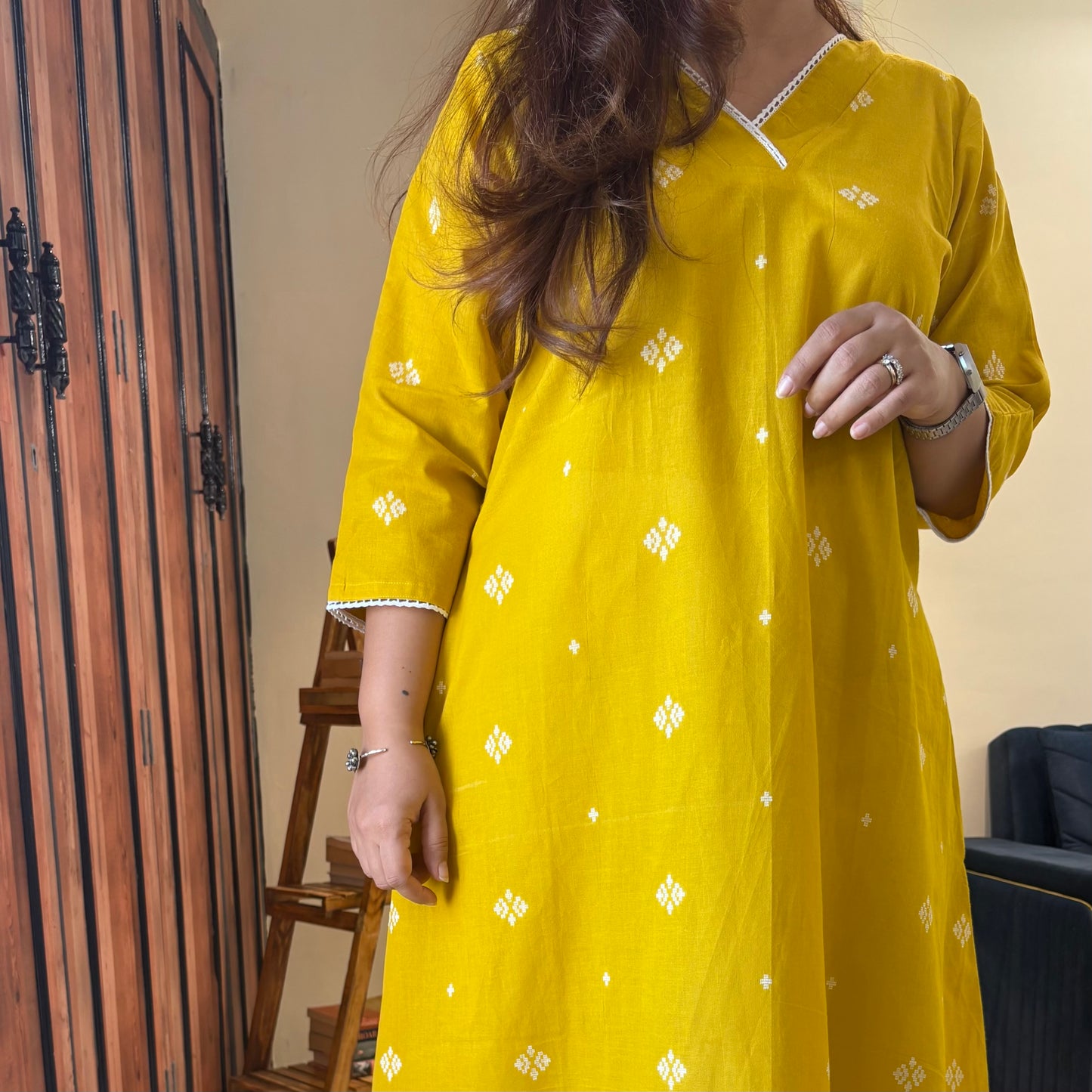 Reet Soft Handloom Kurta - Mustard Yellow