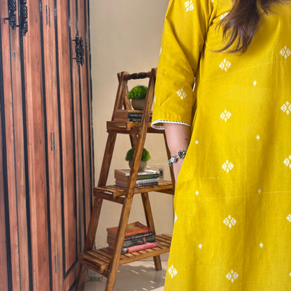 Reet Soft Handloom Kurta - Mustard Yellow