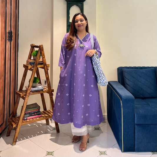 Reet Soft Handloom Kurta - Soft Purple