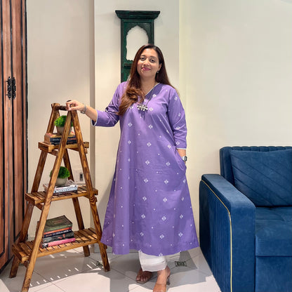 Reet Soft Handloom Kurta - Soft Purple