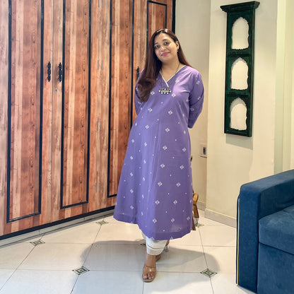 Reet Soft Handloom Kurta - Soft Purple
