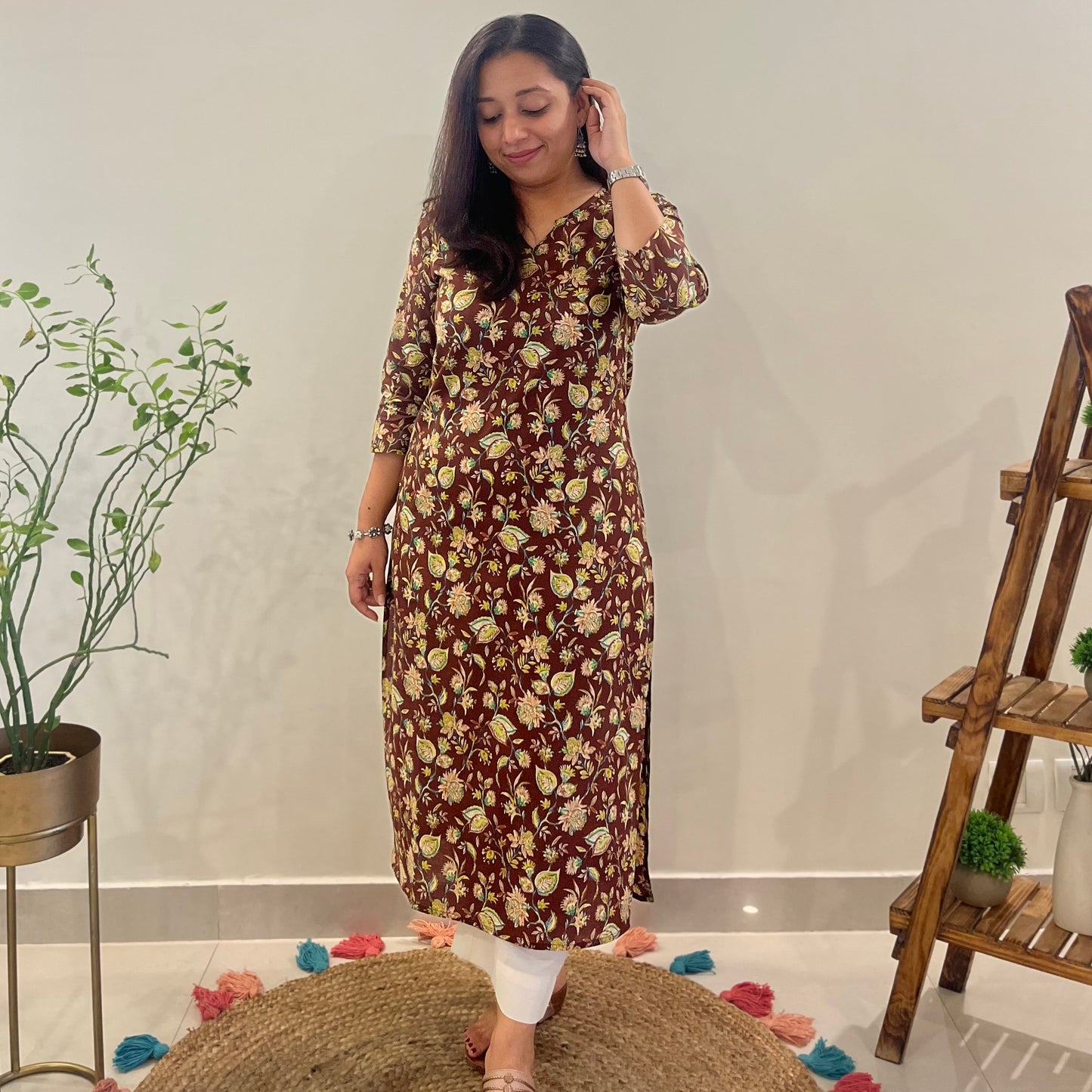 Ruhi Everyday Kurta_Brown Floral