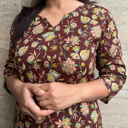 Ruhi Everyday Kurta_Brown Floral