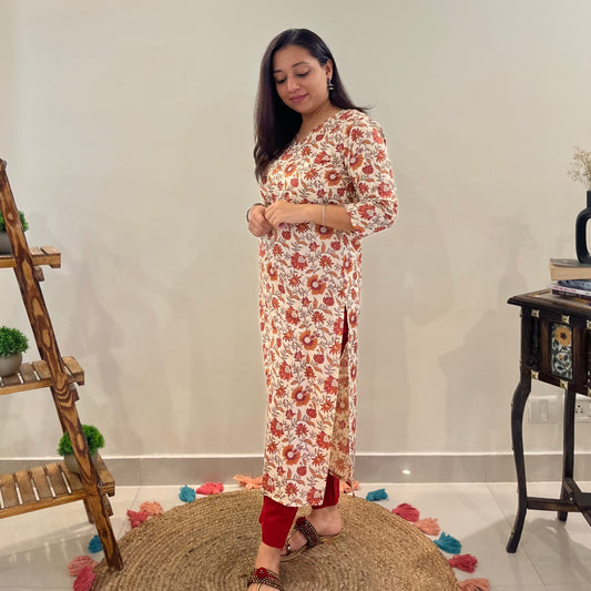 Ruhi Everyday Kurta_Red Floral