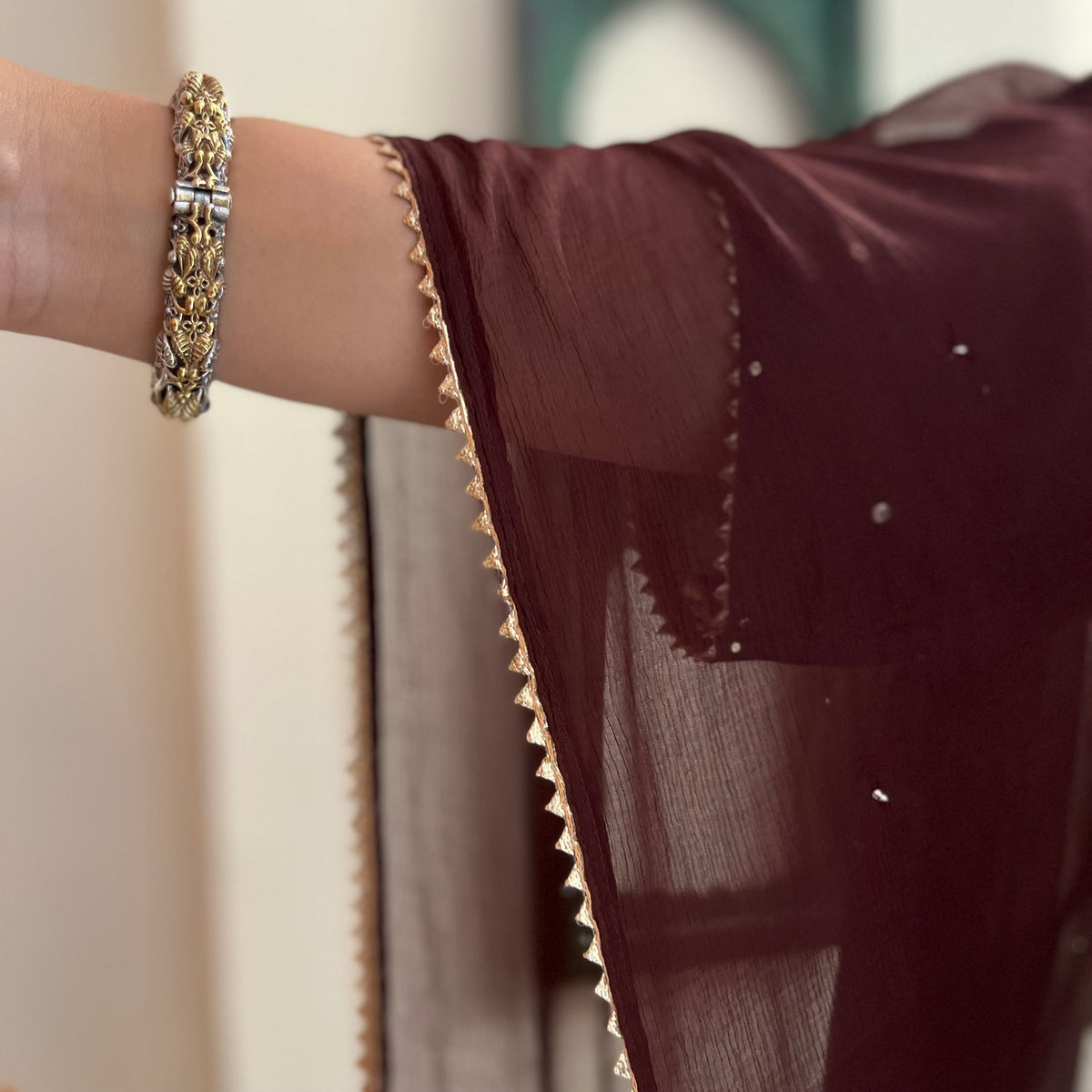 Rangrez Festive Edit - Brown (Kurta, Pant & Dupatta)