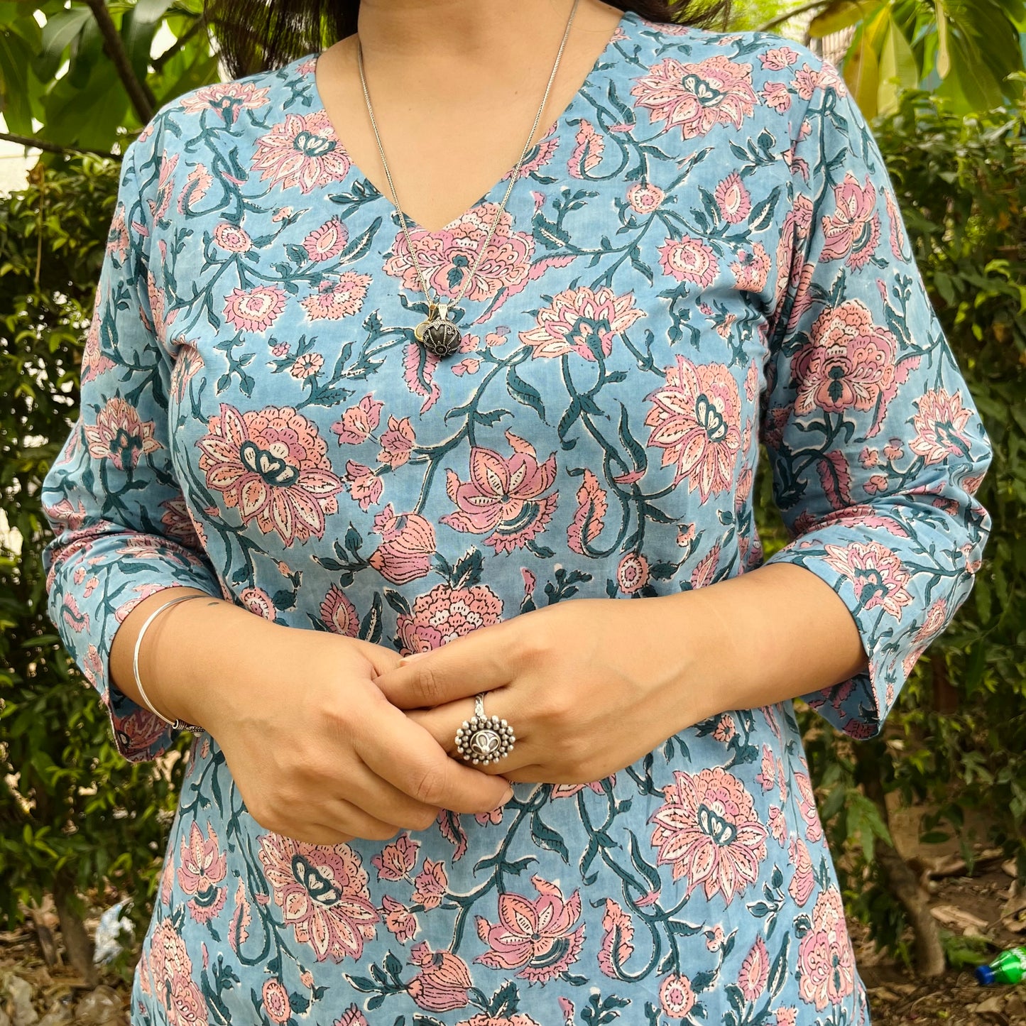 Rozana Everyday Handblock Printed Kurta_Blue