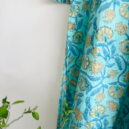 Rozana Everyday Handblock Printed Kurta_Turquoise