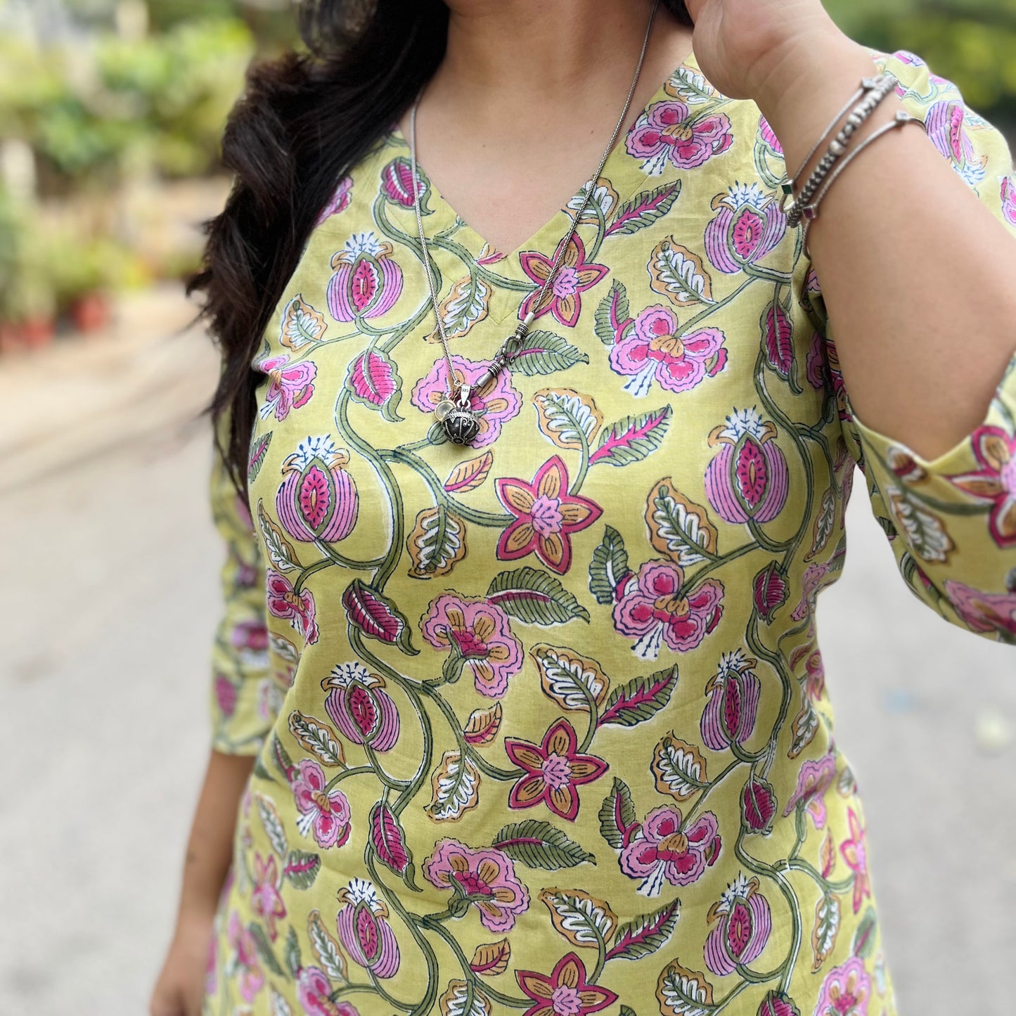 Rozana Everyday Handblock Printed Kurta_Green