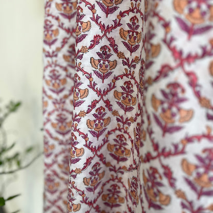 Rozana Everyday Handblock Printed Kurta_Pink & White