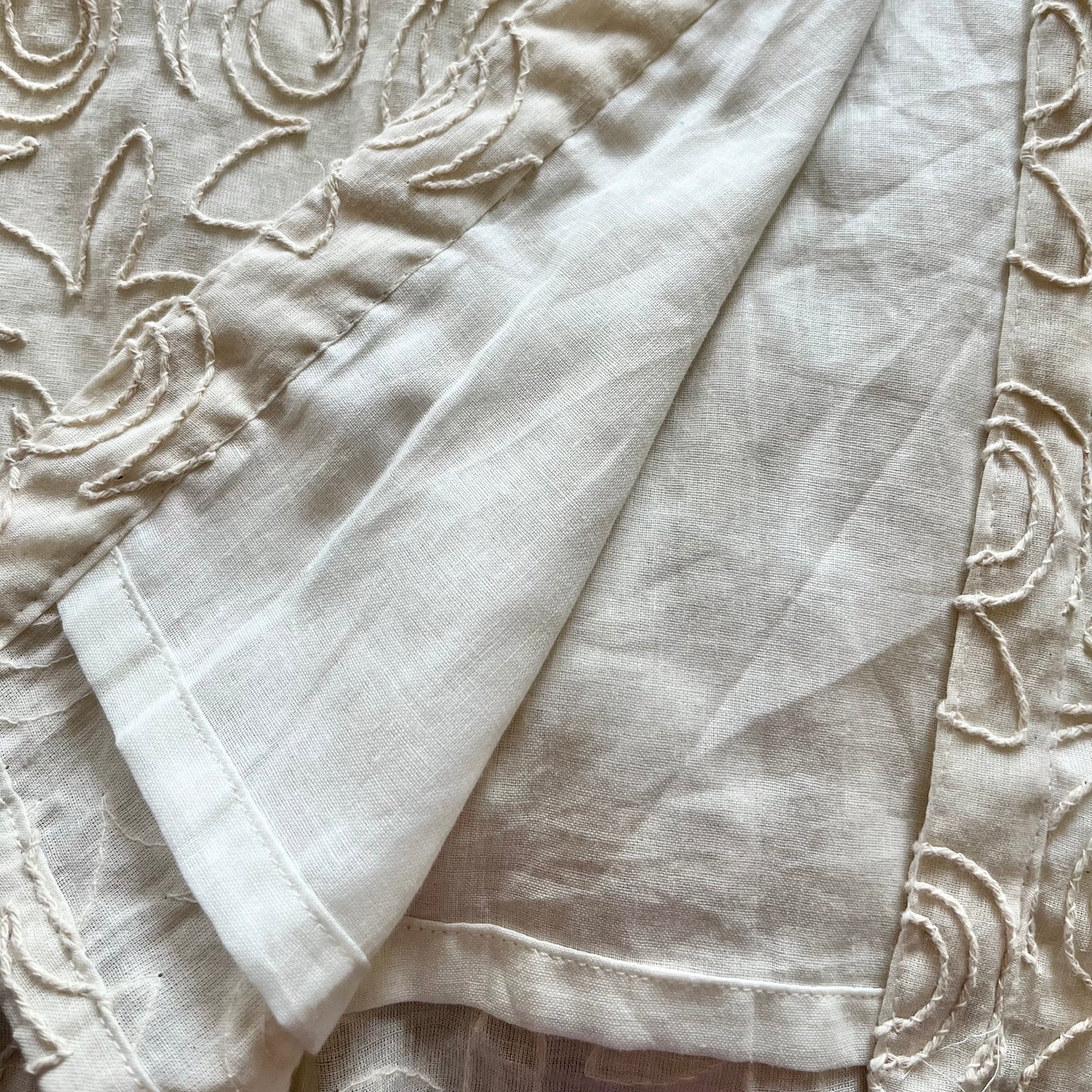 Beige Embroidered Cotton Dress