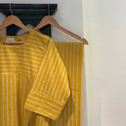 Summer Stripes Kurta Set - Citrus