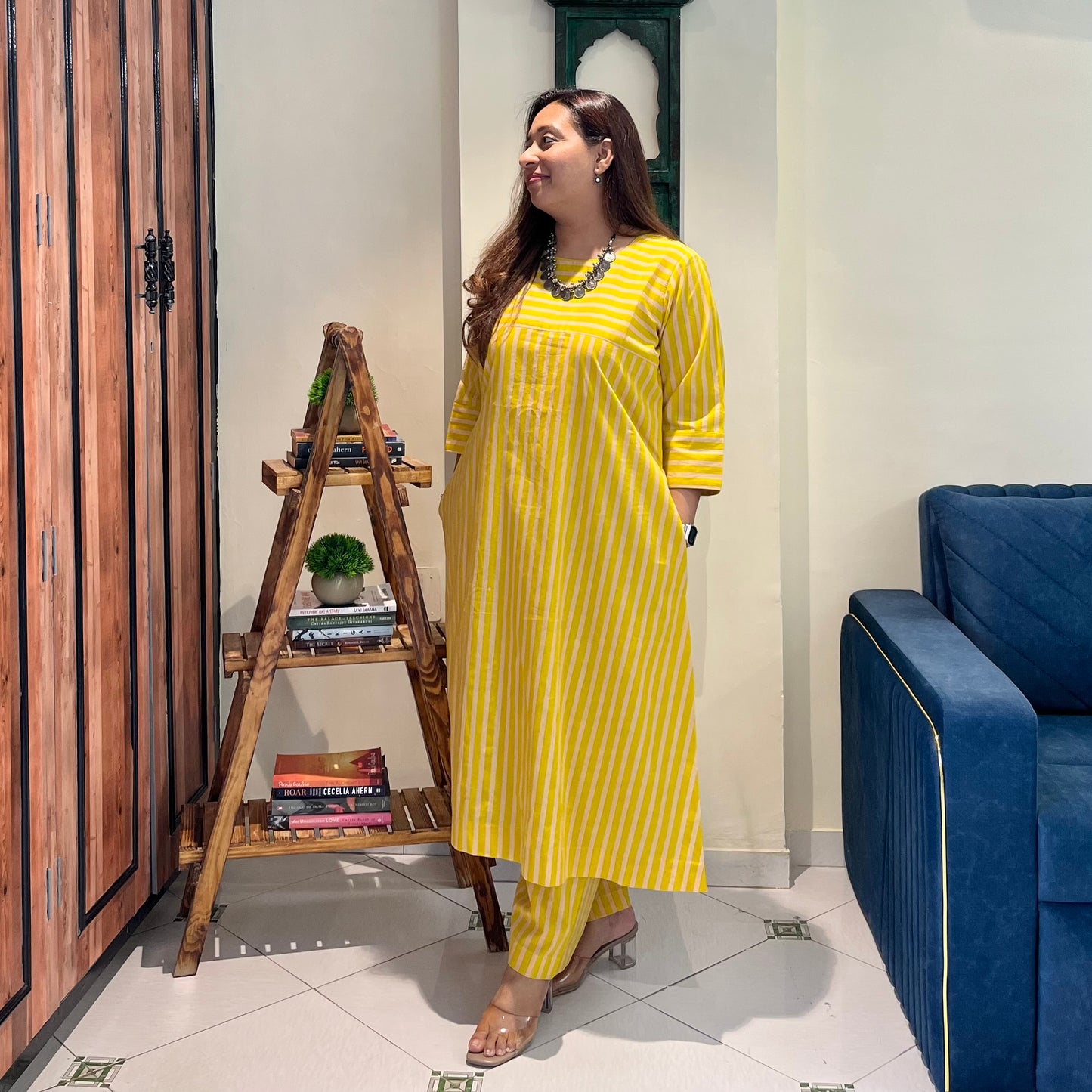 Summer Stripes Kurta Set - Citrus