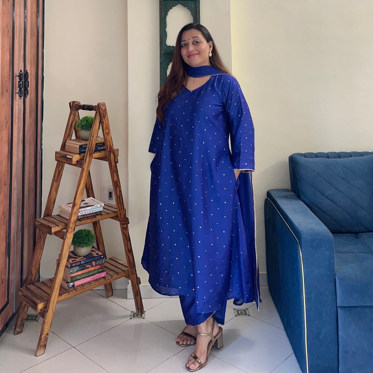 Rangrez Festive Edit - Royal Blue (Kurta, Pant & Dupatta)