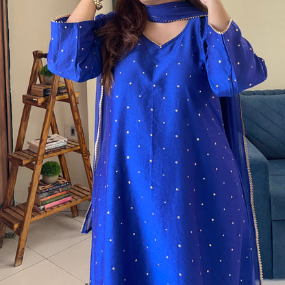 Rangrez Festive Edit - Royal Blue (Kurta, Pant & Dupatta)