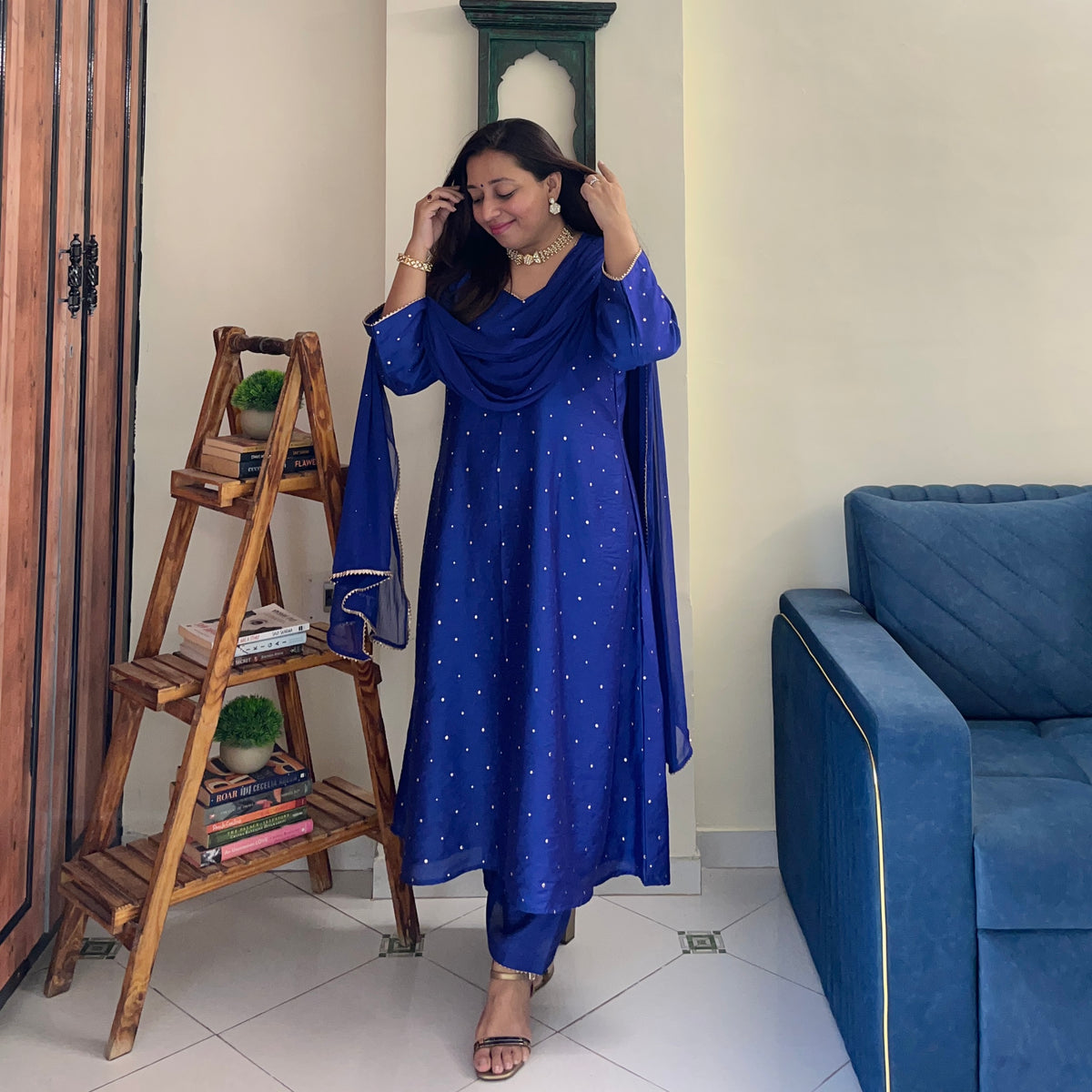 Rangrez Festive Edit - Royal Blue (Kurta, Pant & Dupatta)